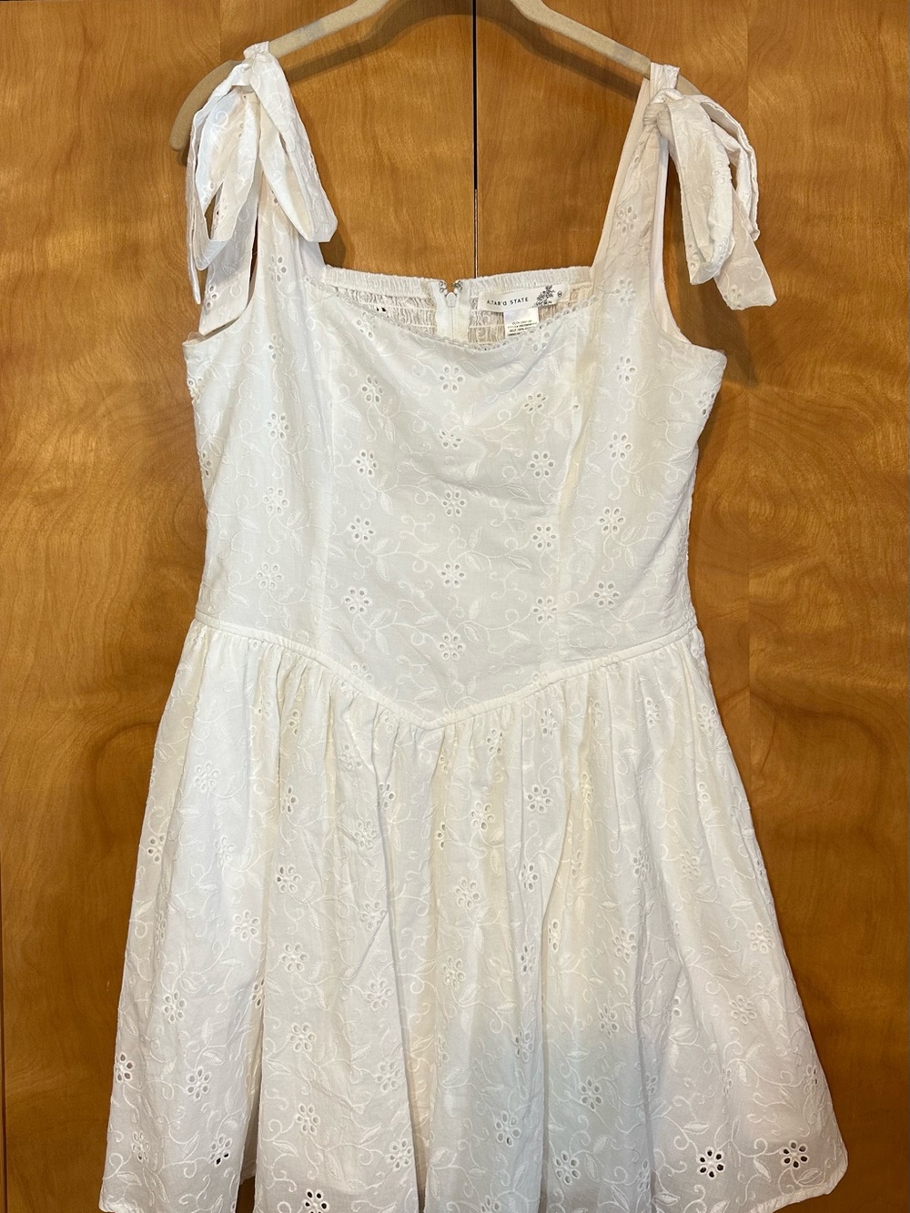 Altar'd State White Eyelet Tie-Shoulder Sundress